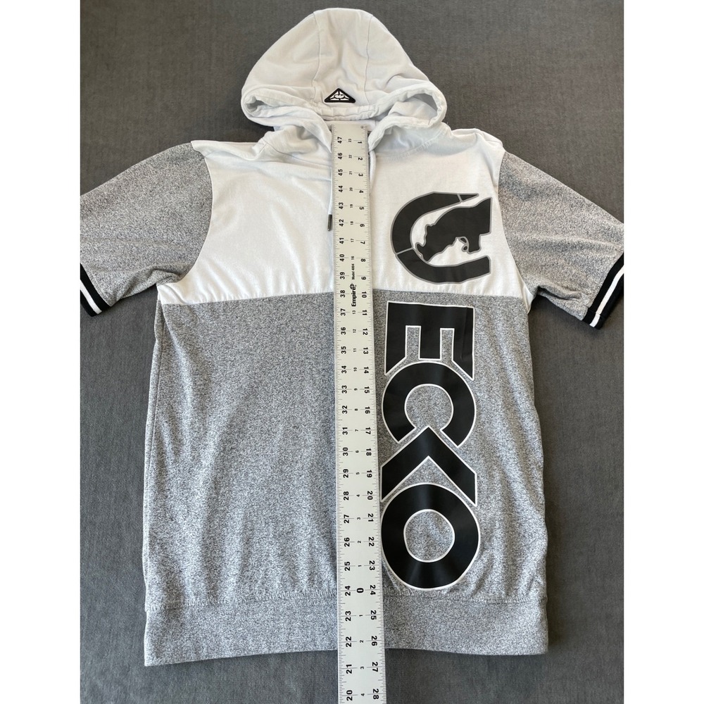Ecko Unlimited Short Sleeve Hoodie T Shirt Mens Logo Gray White Y2K Streetwear - Picture 7 of 8